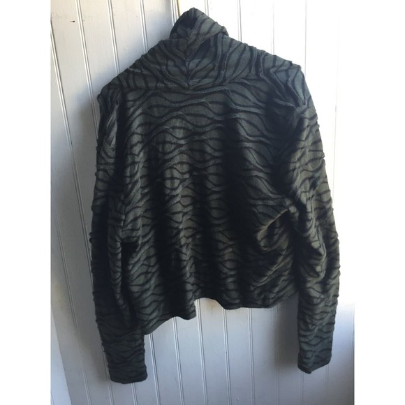 Chalet Green Black Patterned Open Cardigan Wrap - Waterfall Rayon XL Textured - Picture 12 of 12